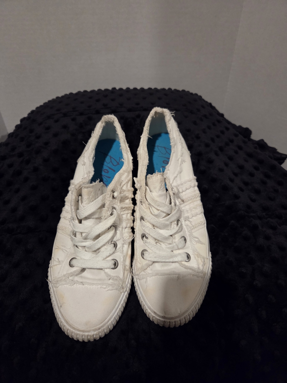 Blowfish White Frayed Lace-Up Sneakers